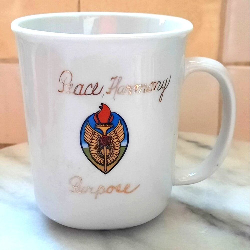 Vintage FreeMason Masonic Lodge John Wolcott Peace Harmony Purpose Coffee Mug Cu